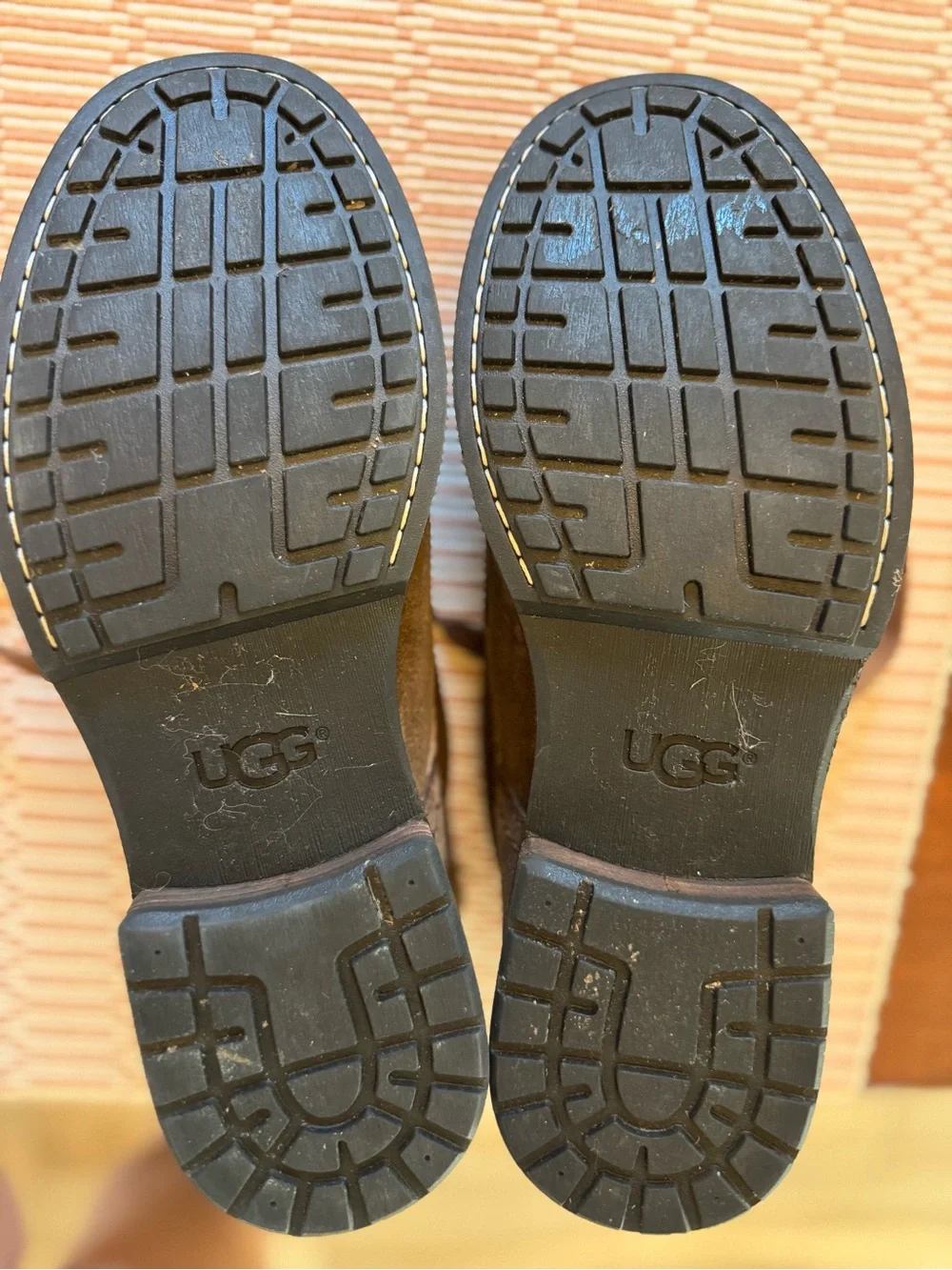 New UGG Men's Taupe Suede Chukka Boots with Shearling Collar